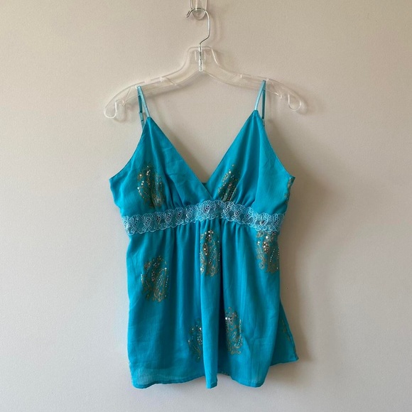 Cherry Krave Turquoise Embellished Cami - Picture 1 of 6